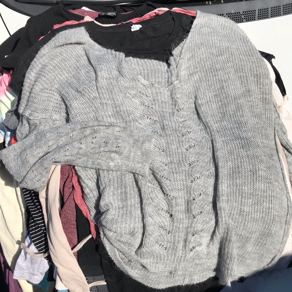 Grey loose off shoulder sweater